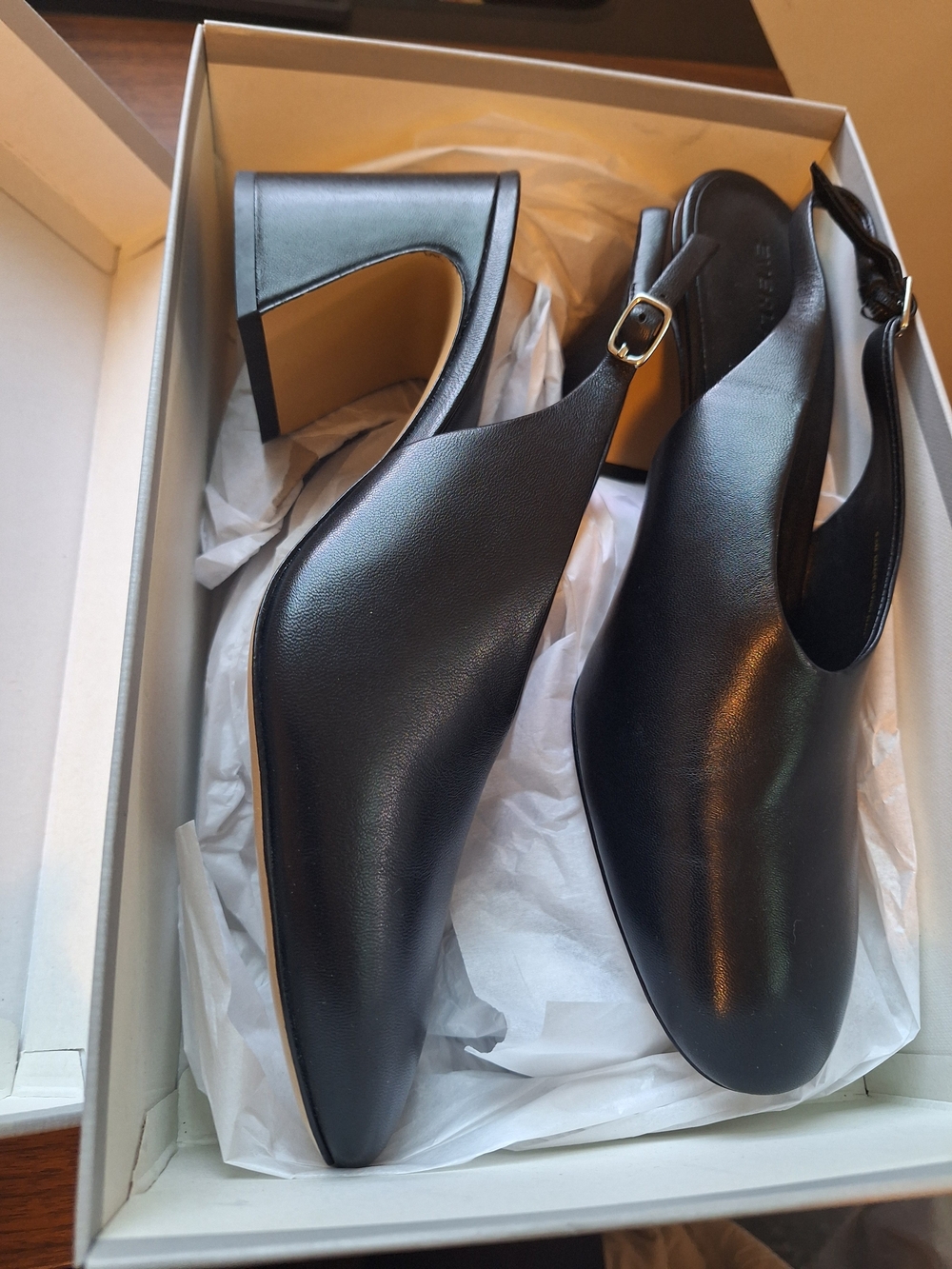 Everlane Black Curved Slingback Heel Block - Women 9